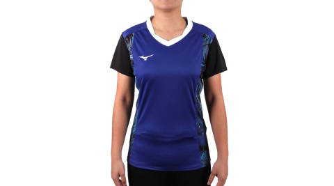 MIZUNO 2017企業排球聯賽 女排球短袖上衣-T恤 短T 企排 美津濃 藍白黑@V2TA7C2922D@