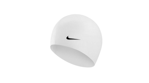 NIKE SWIM 成人競速矽膠泳帽-游泳 訓練 戲水 白黑@93060-100@