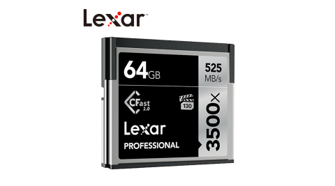 Lexar® 64GB Professional 3500x CFast™ 2.0 高速記憶卡