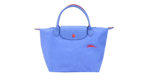 LONGCHAMP Le Pliage  Collection系列刺繡短把摺疊水餃包(小/藍紫)