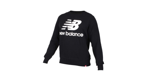 NEWBALANCE 男長袖圓領T恤-慢跑 圈毛 NB 黑白@AMT91548BK@