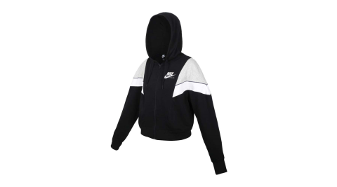 NIKE 女運動外套-連帽外套 圈毛 上衣 休閒 慢跑 黑白灰@CZ8601-010@