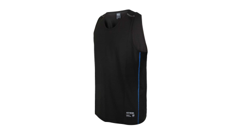FIRESTAR男彈性訓練籃球背心運動慢跑路跑無袖上衣吸濕排汗反光黑藍B170892