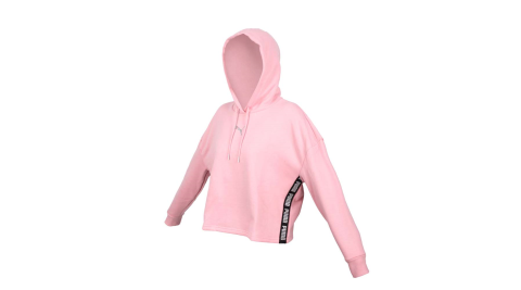 PUMA 女長厚連帽T恤-歐規 帽T 刷毛 保暖 休閒 上衣 玫瑰粉銀@58714814@