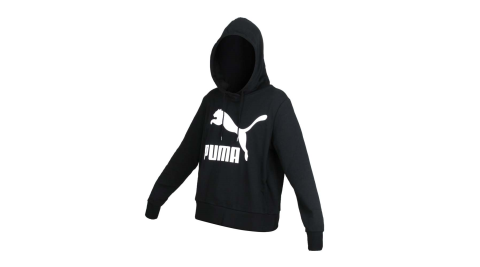 PUMA 女流行系列CLASSICS長厚連帽T恤-圈毛 帽T 慢跑 黑白@59520101@