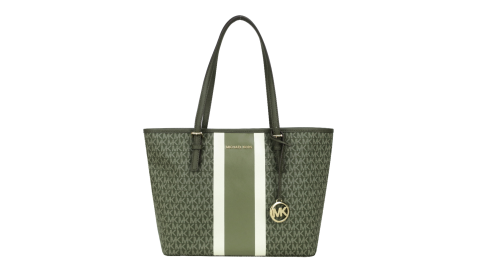 MICHAEL KORS JET SET 滿版直紋托特包-綠