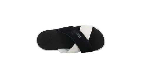 PUMA PLATFPRM SLIDE SUEDE 女休閒拖鞋-海邊 海灘 游泳 沙灘 黑白@37510503@