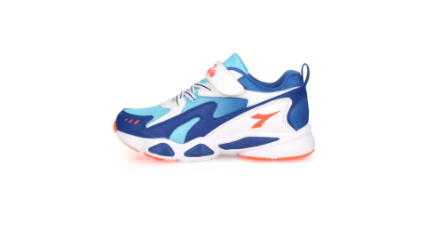 DIADORA 男女童競速慢跑鞋-超寬楦 路跑 魔鬼氈 藍水藍白橘@DA11017@
