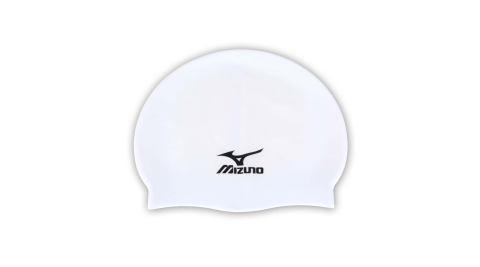 MIZUNO SWIM矽膠泳帽 -彈性泳帽 海灘 戲水 游泳 美津濃 白黑@N2MW405301@