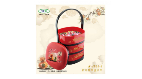 過年節慶三層手提置物糖果盒 K-4900