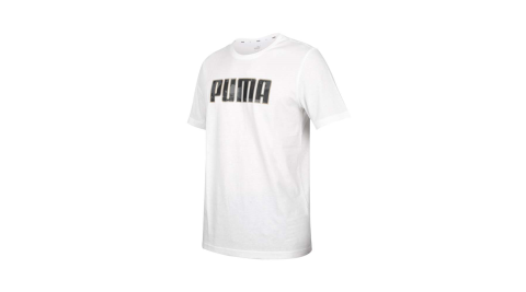PUMA 男基本系列短袖T恤-休閒 慢跑 純棉 歐規 上衣 白金黑@58714402@