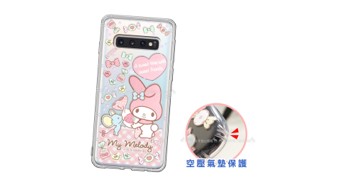 三麗鷗授權 My Melody美樂蒂 三星 Samsung Galaxy S10 愛心空壓手機殼(草莓) 有吊飾孔