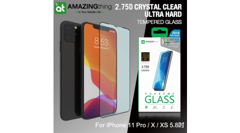 AT iPhone 11 Pro / X / XS 5.8吋 共用款 2.75D抗藍光滿版 SGS認證9H極硬鋼化玻璃膜(黑)