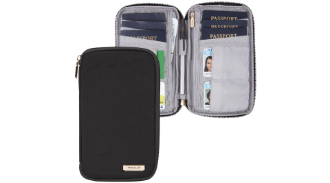 《TRAVELON》多功能旅遊護照包(黑)