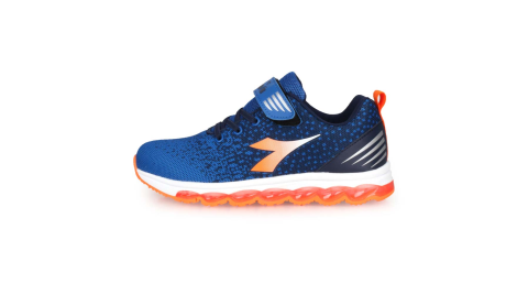 DIADORA 男大童專業慢跑鞋-超寬楦 氣墊 魔鬼氈 路跑 藍丈青橘銀@DA11005@