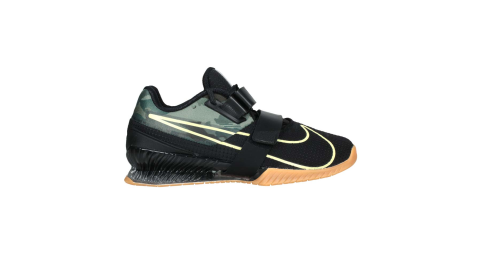 NIKE ROMALEOS 4 男舉重鞋-重量訓練 深蹲 蹲舉 魔鬼氈 黑綠黃@CD3463032@