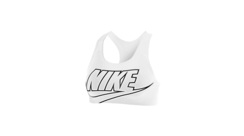 NIKE 女中度支撐運動內衣-韻律 瑜珈 運動背心 BRA 慢跑 路跑 訓練 白黑@BV3644-100@