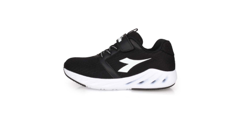 DIADORA 男女大童歐風運動跑鞋-超寬楦 慢跑 魔鬼氈 黑白@DA11010@