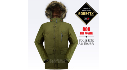 【美國 The North Face】男款 Gore-Tex + 800FPl 鵝絨超強防水透氣保暖羽絨外套.連帽夾克_35BJ 軍綠 N