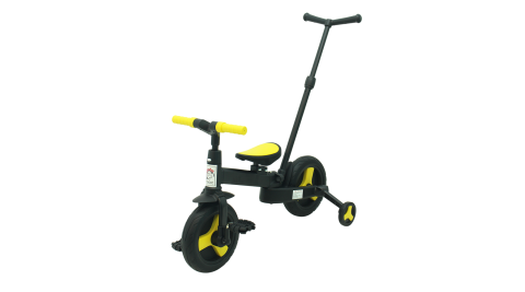 【BabyBabe】折疊多功能幼兒滑步車/平衡車/三輪車/自行車(附推把)-黃色