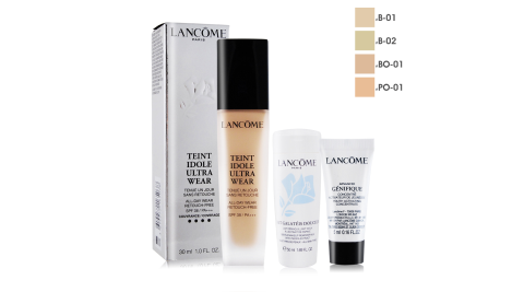 LANCOME 蘭蔻 零粉感持久入門組[零粉感超持久粉底 +肌因賦活露+清柔卸妝乳]