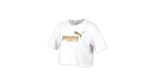 PUMA 女基本系列短版短袖T恤-亞規 純棉 休閒 慢跑 白金@58287802@
