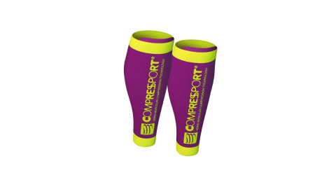 COMPRESSPORT R2 V2壓縮小腿套-慢跑 路跑 競賽 鐵人三項 紫螢光綠@3003-0306-2@