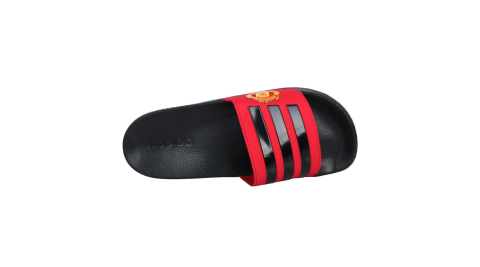 ADIDAS男運動拖鞋曼徹斯特聯海邊戲水游泳沙灘ADILETTE愛迪達黑紅FW7072