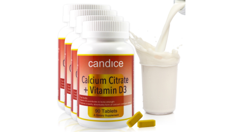 【Candice】康迪斯檸檬酸鈣錠(90顆/瓶*4瓶)Calcium Citrate + Vitamin D3