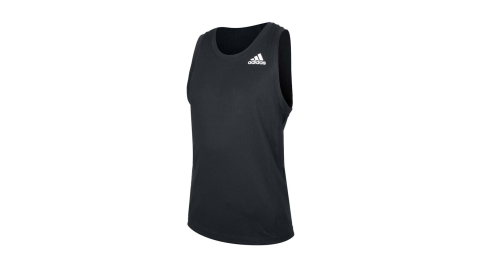 ADIDAS 男運動背心-亞規 慢跑 路跑 無袖 上衣 HEAT.RDY 愛迪達 黑白@GP7661@