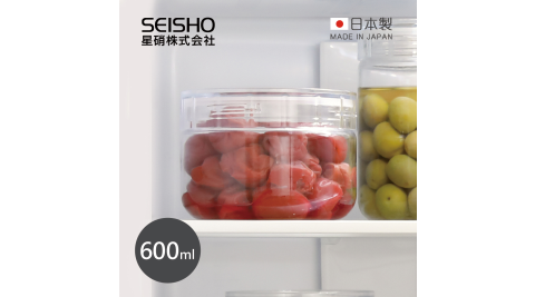 【日本星硝SEISHO】日製淺型寬口徑清透玻璃儲物罐-600ml