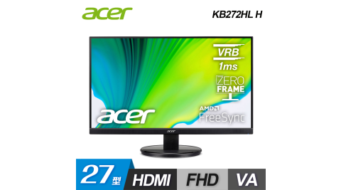【Acer 宏碁】KB272HL H 27型 無邊框美型護眼螢幕