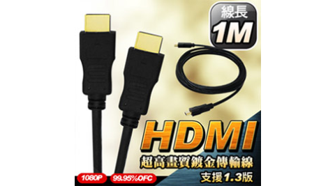  【Marvelmax】HDMI超高畫質鍍金傳輸線1M
