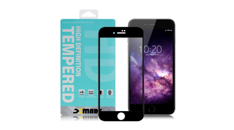 Xmart for iPhone 6S plus / 6 plus 用 高透光2.5D滿版玻璃貼- 黑 2入