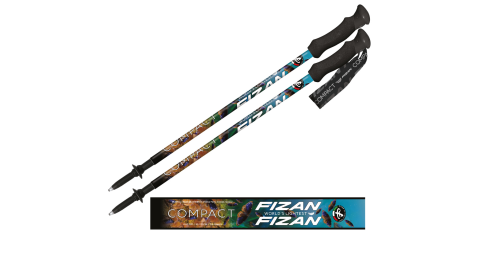 【FIZAN】義大利 超輕三節式健行登山杖2入特惠組 輕量鋁合金 紫斑蝶