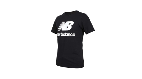 NEWBALANCE 男短袖T恤-純棉 休閒 上衣 慢跑 NB 亞規 黑白@AMT01511BK@