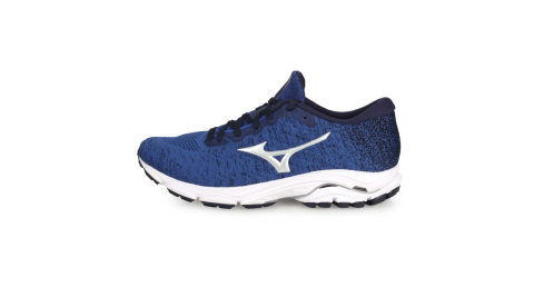 MIZUNO WAVE INSPIRE16 WAVEKNIT 男慢跑鞋-美津濃 麻花藍銀@J1GC201304@