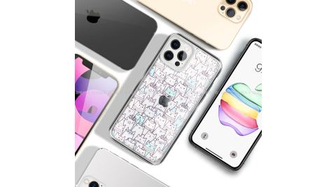 MOOTUN for iPhone 12 Pro Max 6.7 防護晶透保護殼- 滿版線條貓-藍