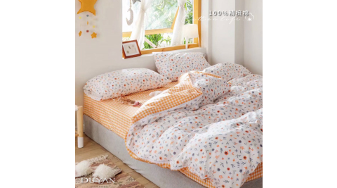 《DUYAN 竹漾》台灣製 100%精梳棉雙人床包被套四件組-花見小路