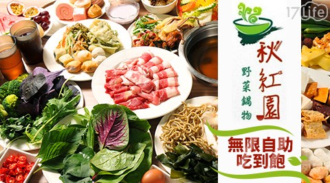秋紅園野菜鍋物/原生園食草汆燙鍋/平日單人下午茶無限自助吧火鍋吃到飽/平假日單人午晚餐無限自助吧/火鍋吃到飽/秋紅園/野菜/鍋物/火鍋/鍋物/原生園/假日可用/午餐/晚餐/下午茶/吃到飽/自助吧/中式