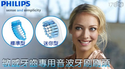 【PHILIPS飛利浦】敏感牙齒專用音波牙刷刷頭(1盒3支) 標準型HX6053 / 迷你型HX6083_任選一盒 