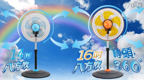 双星牌-14吋 16吋新型360度立体摆头电扇".
