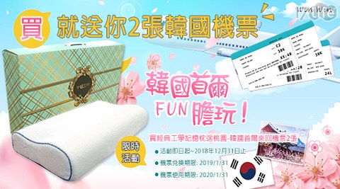 【Win-Win】永久抗菌防霉工學記憶枕頭 (買就送雙人韓國首爾機票)