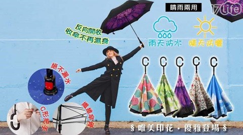 2017新款防潑水黑膠晴雨反向傘