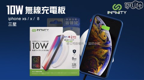【Infinity】10W急速QI無線充電盤 日本技術熱銷爆款黑白色