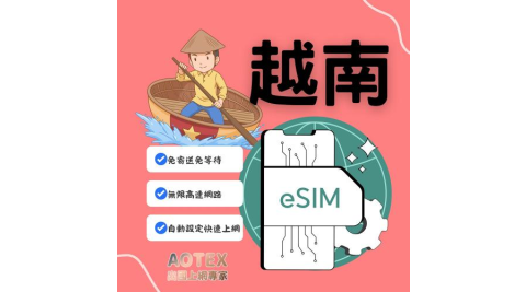 【AOTEX】eSIM越南25天無限高速網路吃到飽兌換券(MO)