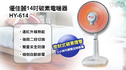 【優佳麗】台灣製造 14吋碳素電暖器 HY-614